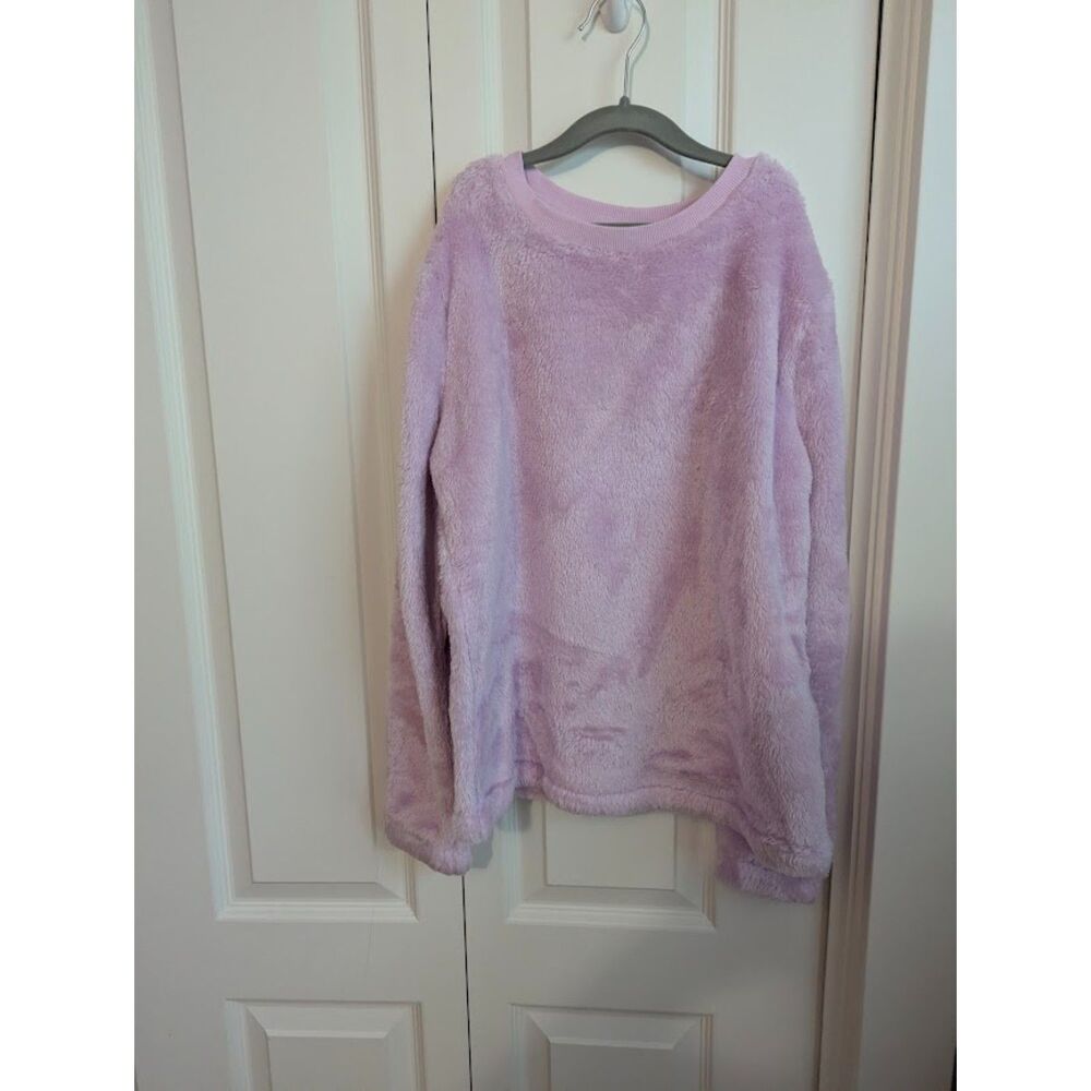 Cat and Jack lavender purple furry sweatshirt 14/16 XL long sleeve